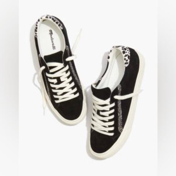 Madewell Sidewalk Low Top Sneakers in Suede and Spot Calf Hair Size 8M - Picture 1 of 10
